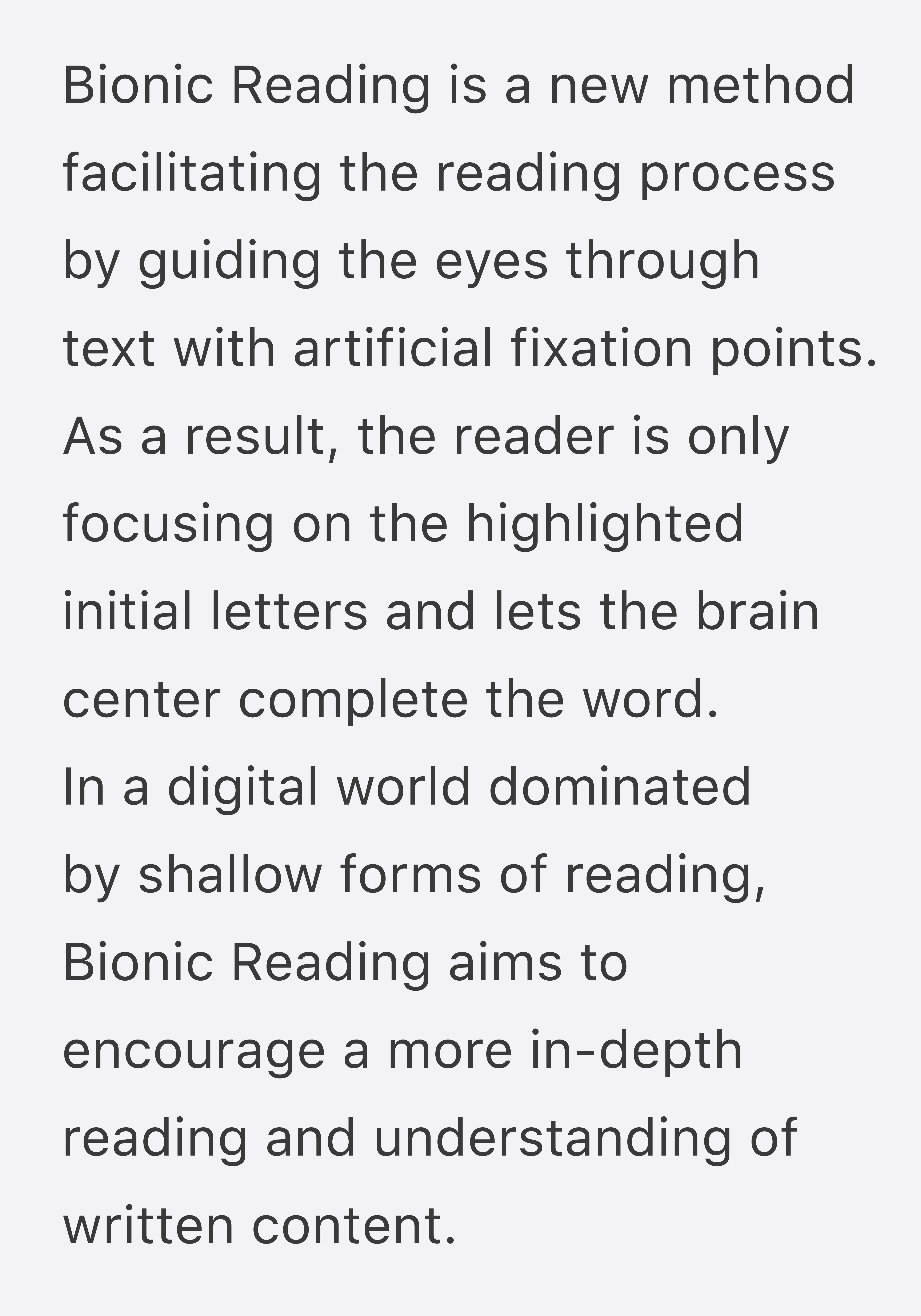 Bionic Reading without reading mode