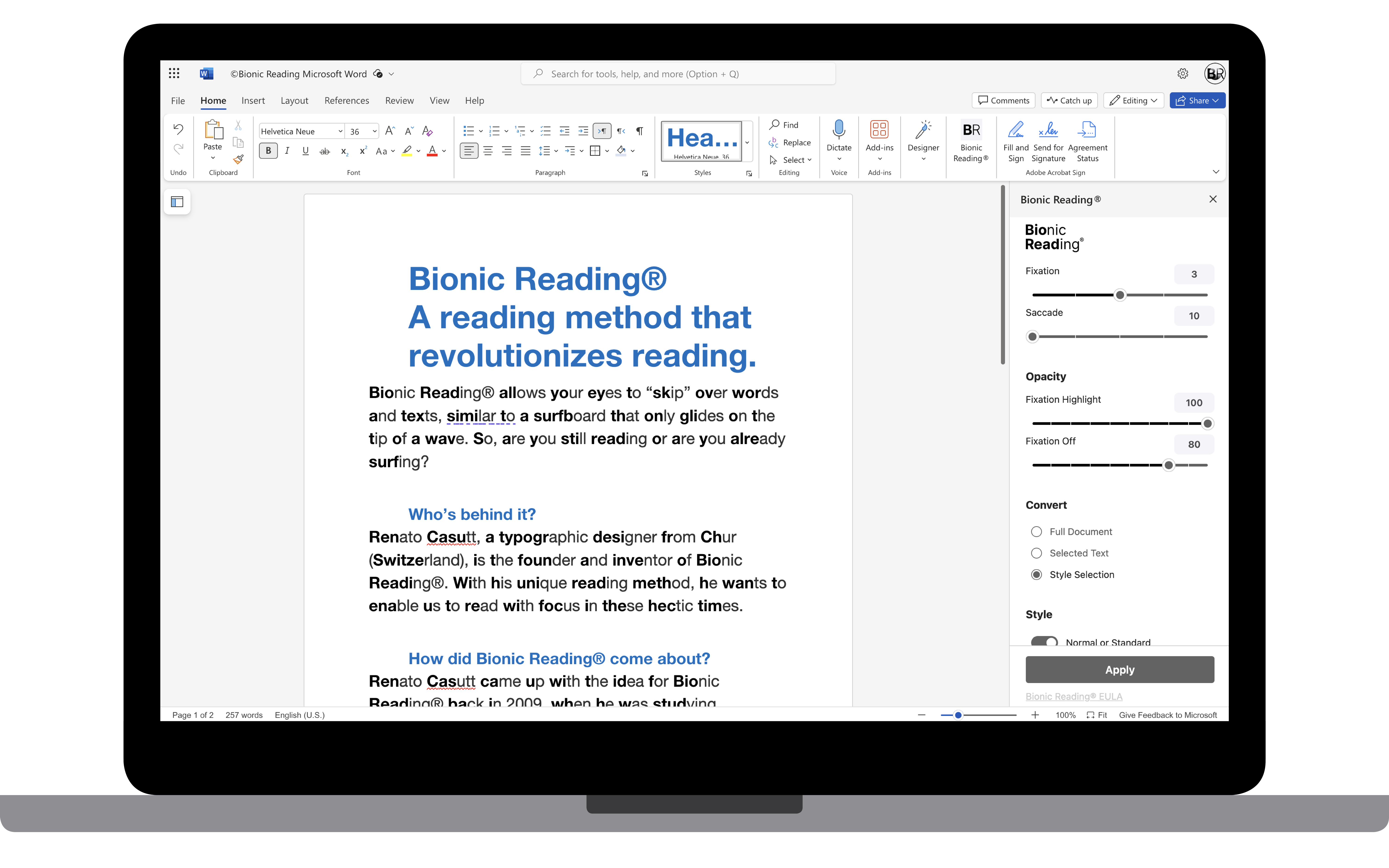 Bionic Reading® Microsoft Word Add-In