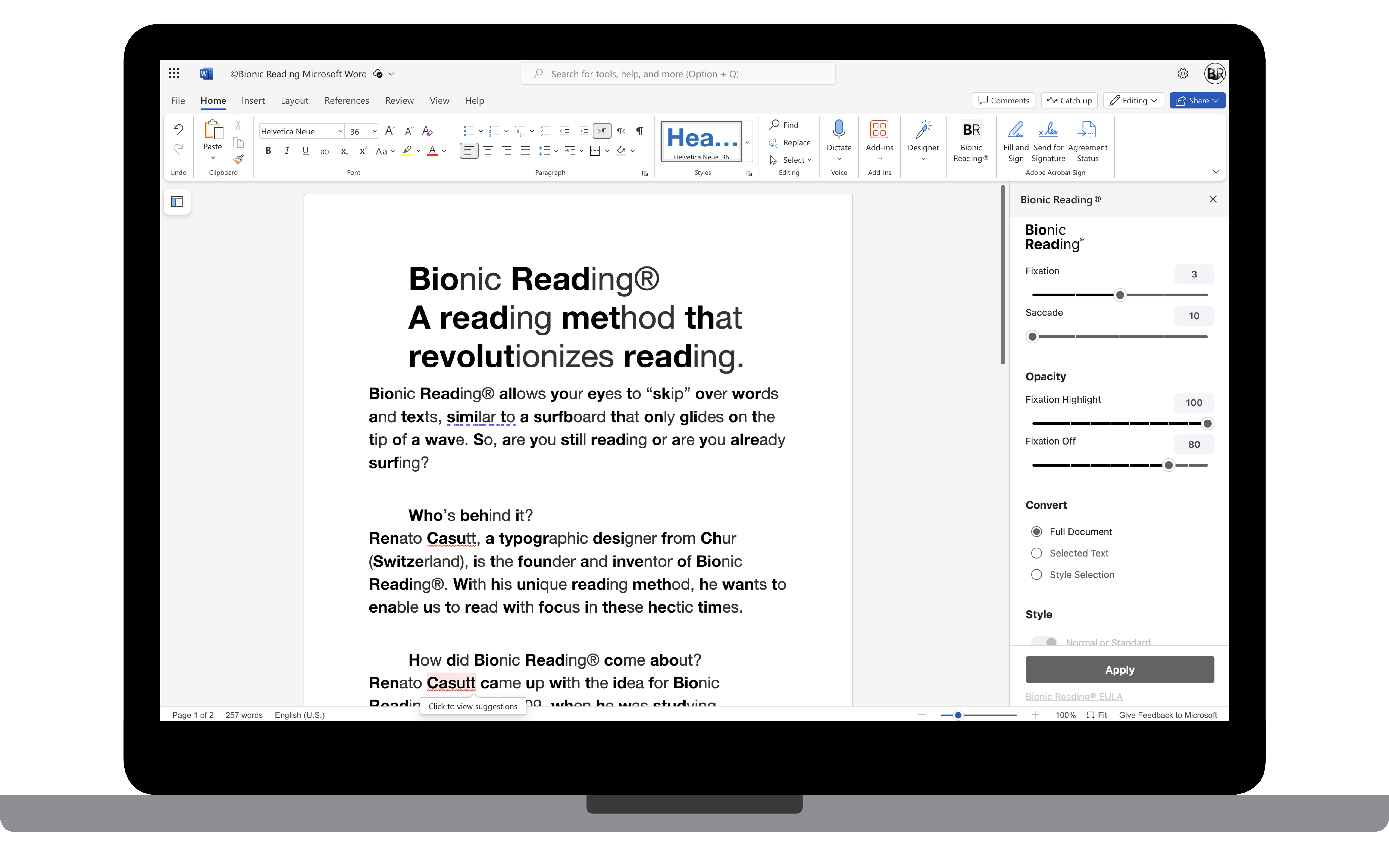 Bionic Reading® Microsoft Word Add-In