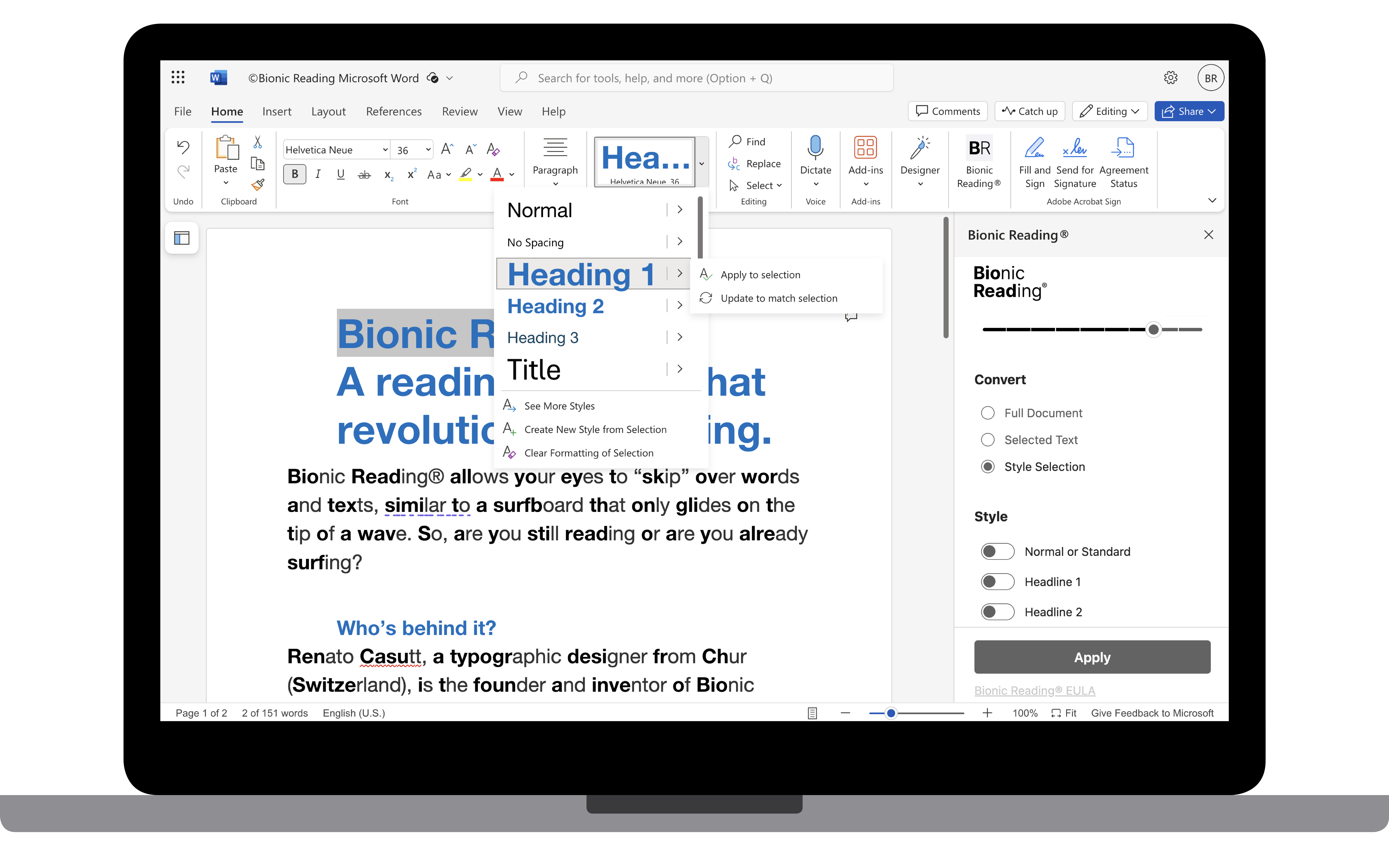 Bionic Reading® Microsoft Word Add-In