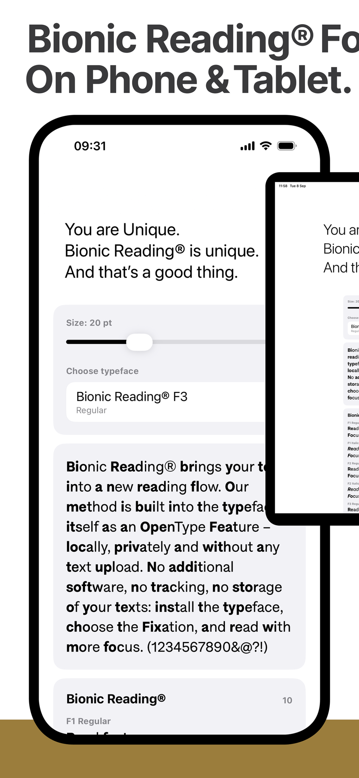 Bionic Reading® Fonts for iPhone & iPad.