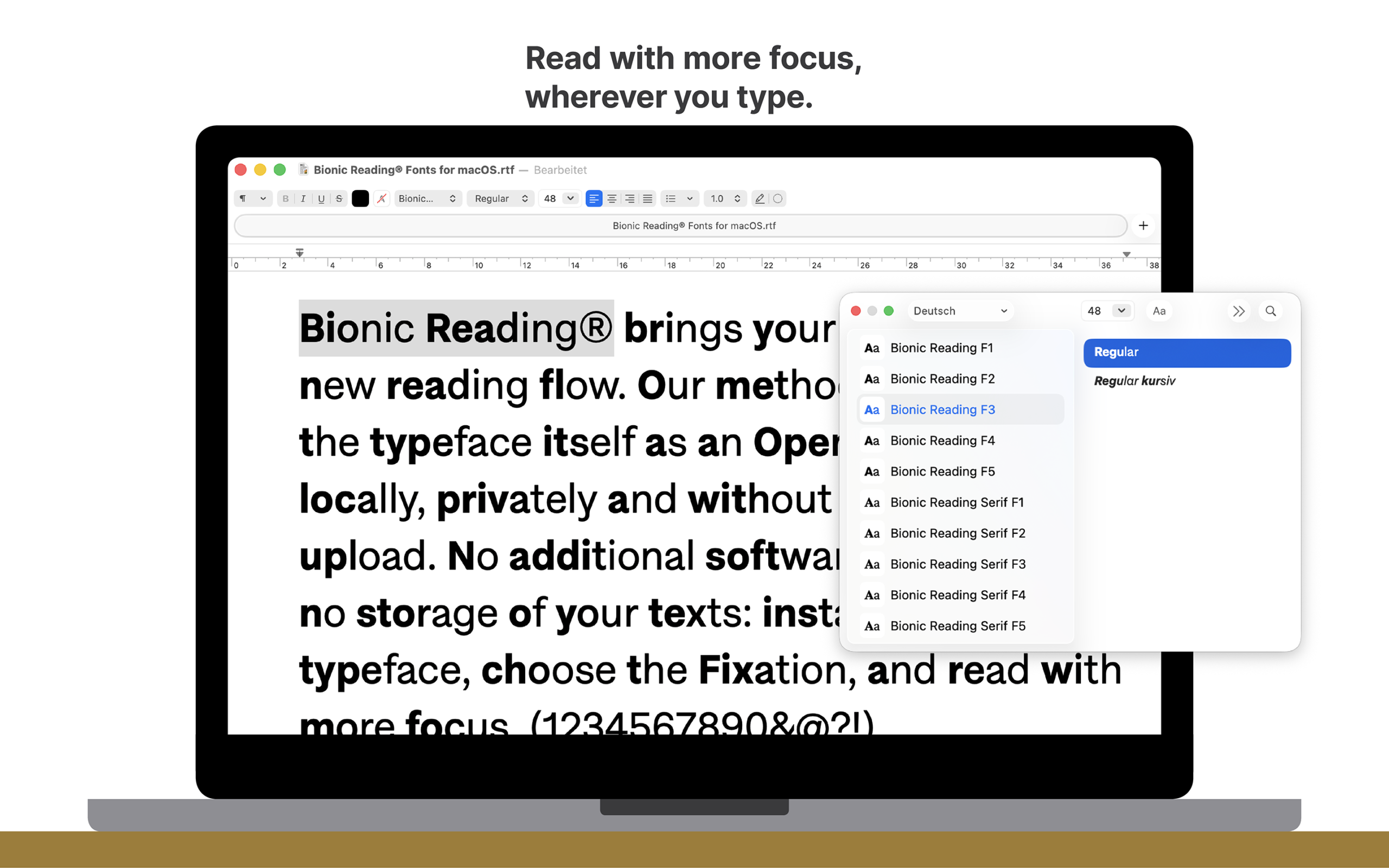 Bionic Reading® Fonts for Mac.