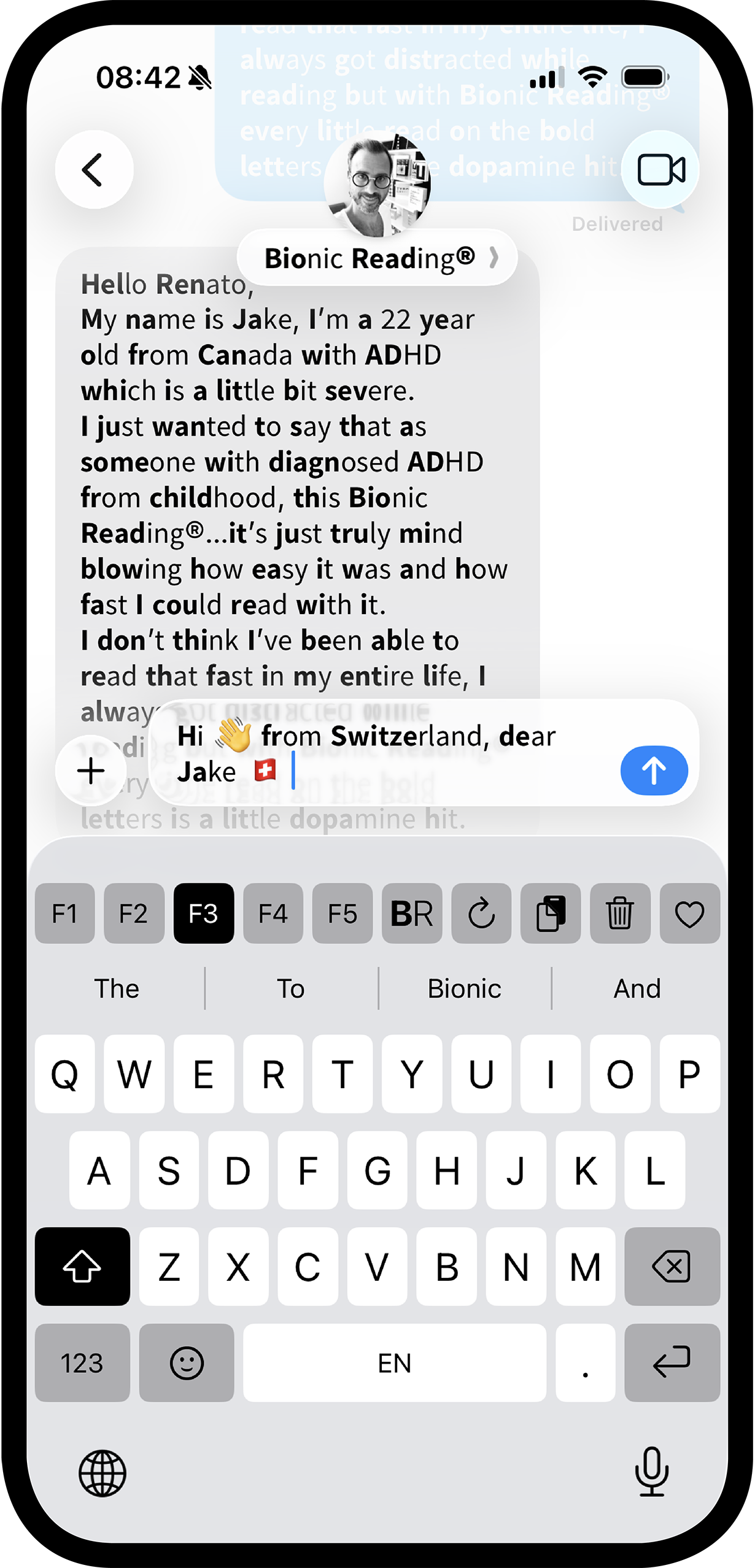 Bionic Reading® Font Keyboard iOS App.