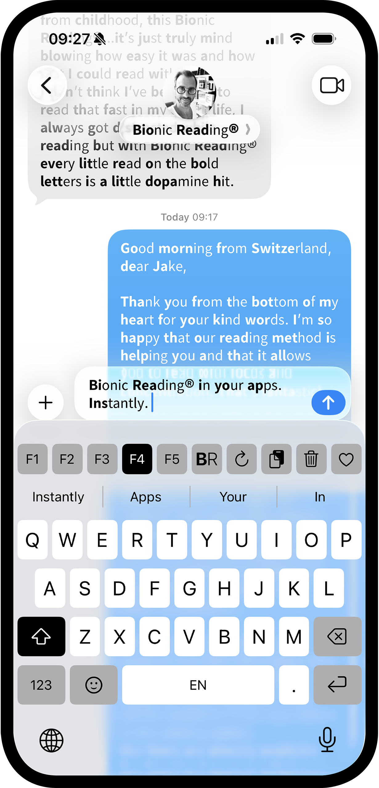 Bionic Reading® Font Keyboard iOS App.