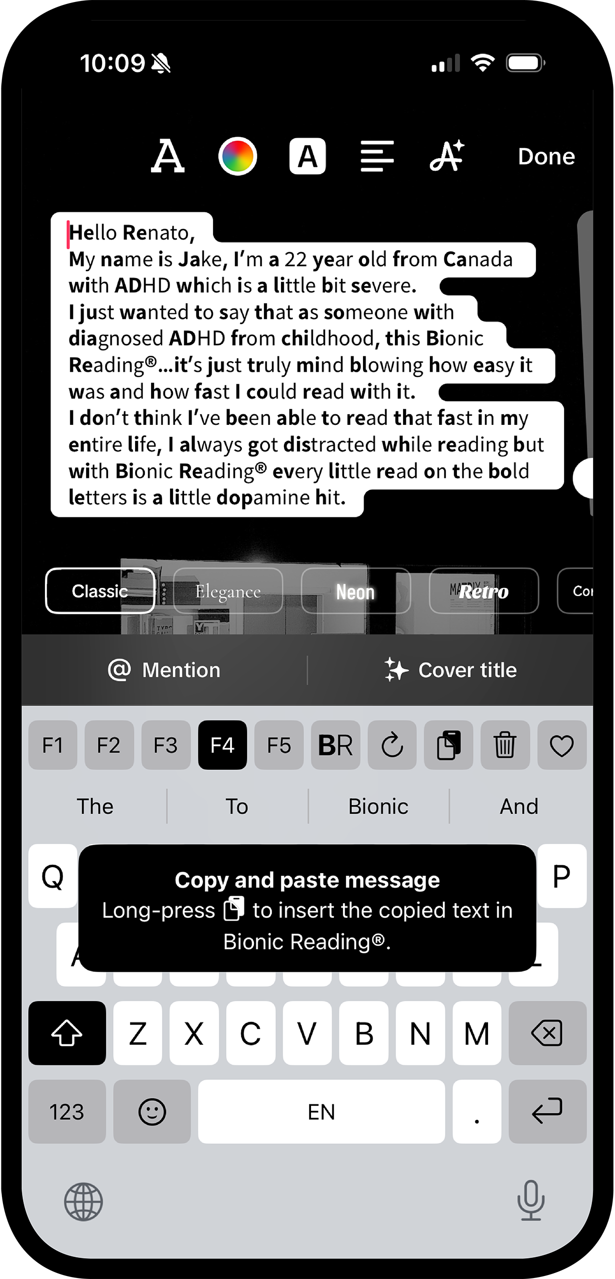 Bionic Reading® Font Keyboard iOS App.