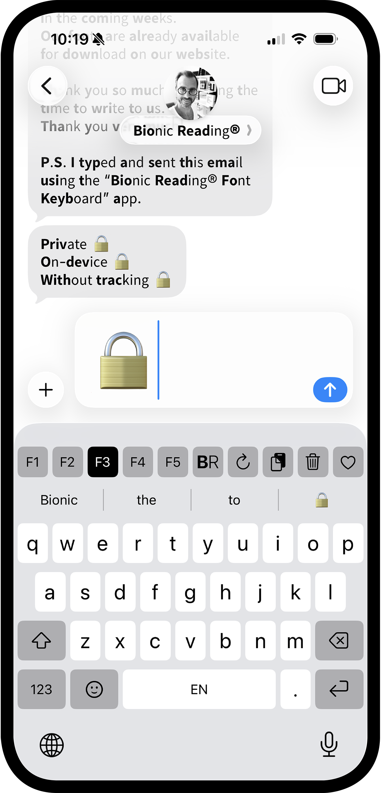 Bionic Reading® Font Keyboard iOS App.