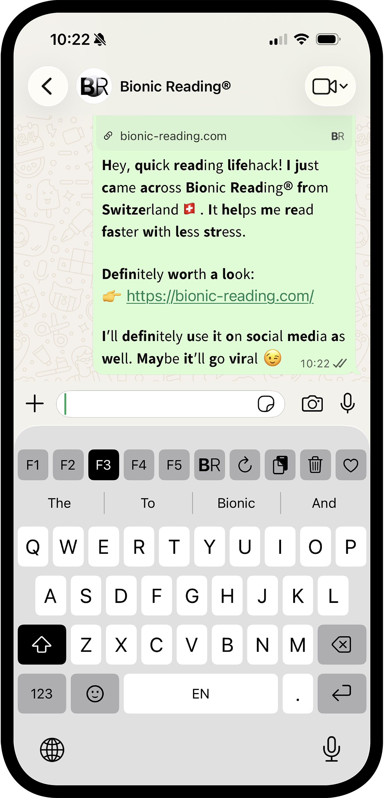 Bionic Reading® Font Keyboard iOS App.