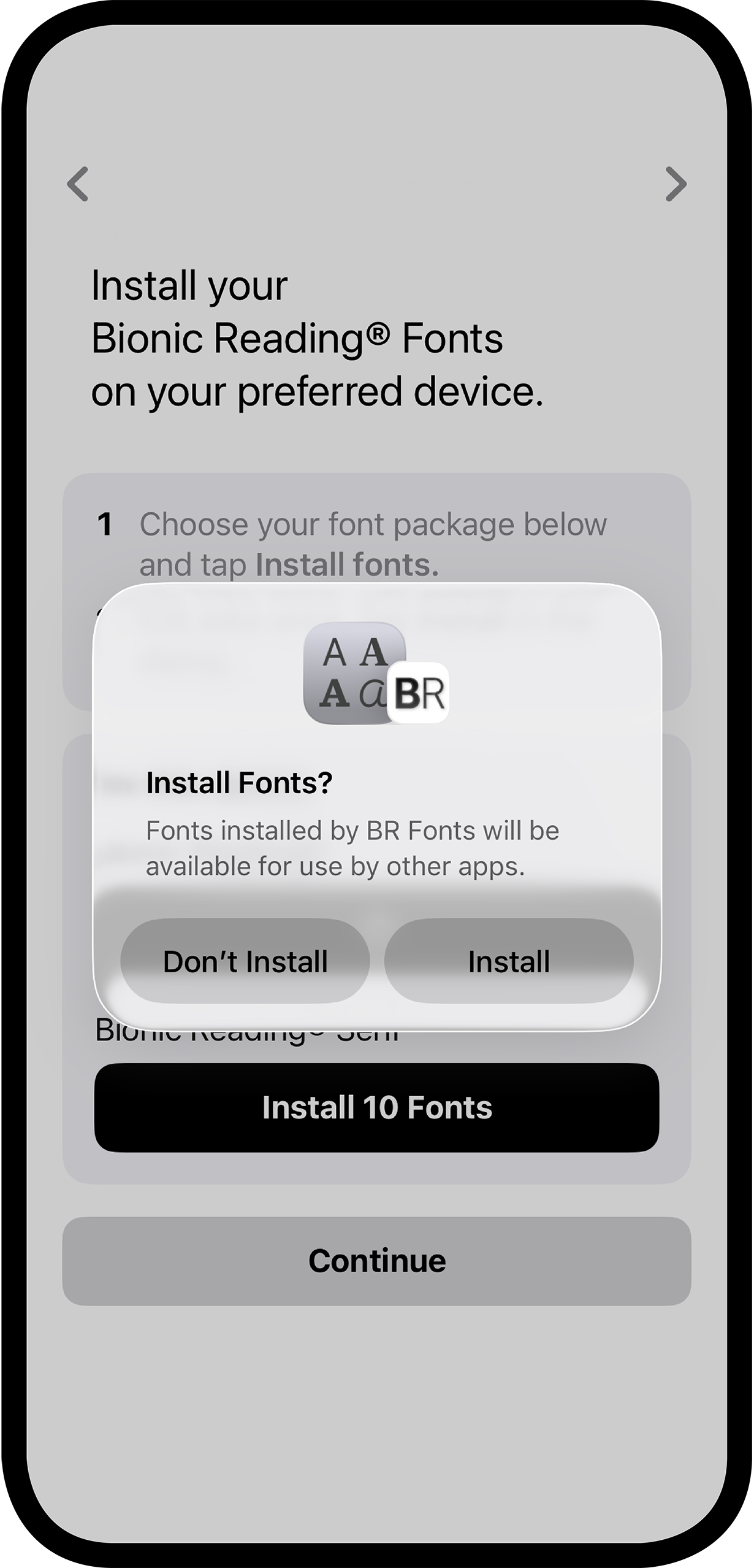 Bionic Reading® Fonts iOS App.
