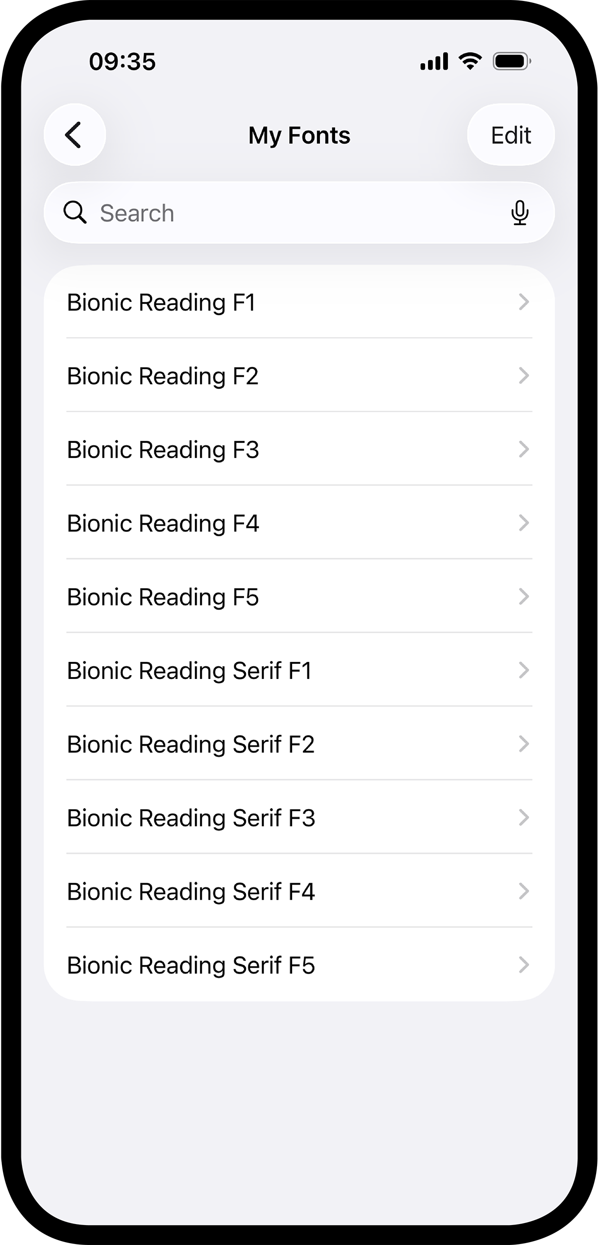 Bionic Reading® Fonts iOS App.