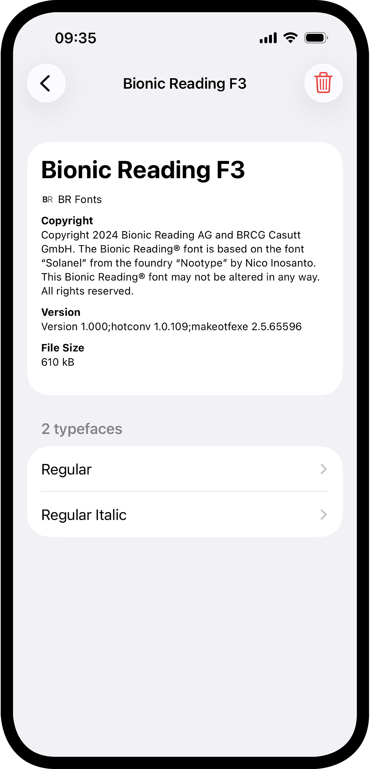 Bionic Reading® Fonts iOS App.