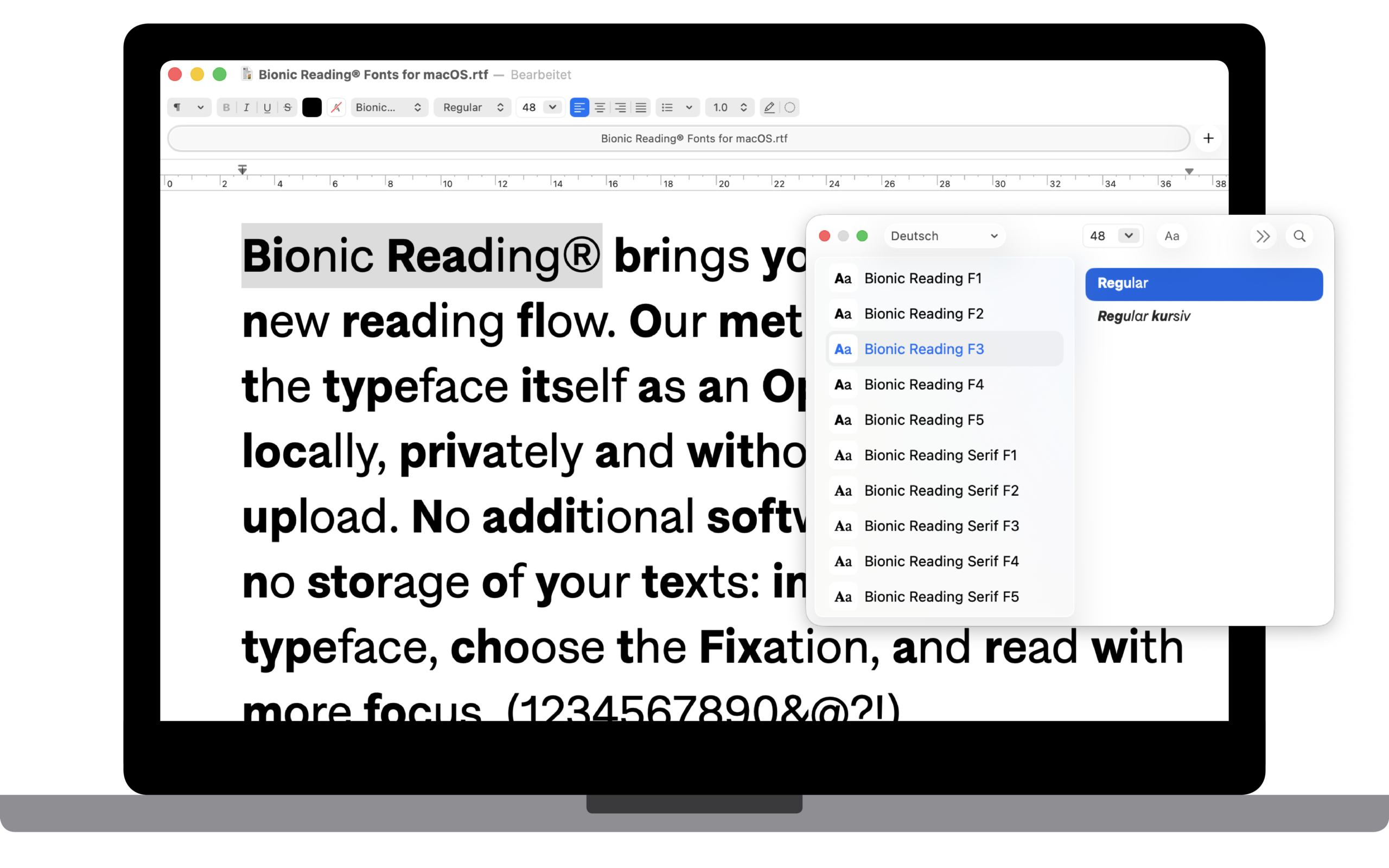 Bionic Reading® Fonts macOS App.